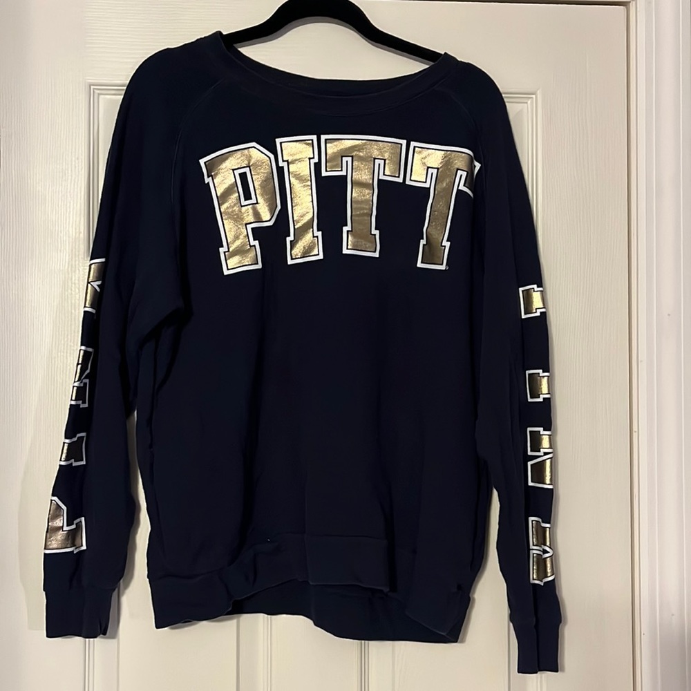 Two (2) Long Sleeve Univ of Pitt crew neck t-shirts